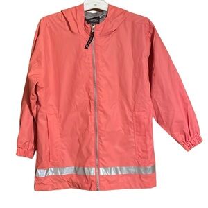 •CHARLES RIVER•CORAL FULL ZIP RAIN JACKET SIZE YOUTH SMALL EUC